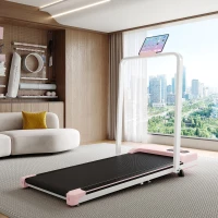 Folding Treadmill with Adjustable Incline, LED Display & Remote Control, Space-Saving Treadmill for Living Room, 121L x 54.5W x 9.5H cm, Pink(m-1)