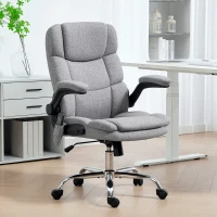 HOMCOM Chaise de Bureau Massante à 4 Points avec Chauffage et Accoudoirs Pliables, Gris(m-2)