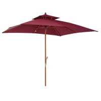 Outsunny 3 m 2 Tier Umbrella Parasol-Wine Red(m-11)