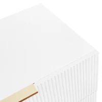 Elegant Sideboard with Modern Design, Chest of Drawers and Storage Space, Cabinet for Space-Saving Room, 120L x 40W x 77H cm, White+Gold(m-7)