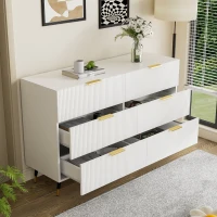 Elegant Sideboard with Modern Design, Chest of Drawers and Storage Space, Cabinet for Space-Saving Room, 120L x 40W x 77H cm, White+Gold(m-6)