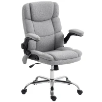 HOMCOM Chaise de Bureau Massante à 4 Points avec Chauffage et Accoudoirs Pliables, Gris(m-7)
