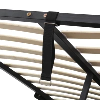 Upholstered Hydraulic Bed with Storage and Removable Headboard, Crafted Headboard with Velvet and Plywood, 210L x 159W x 90H cm, Grey(m-11)