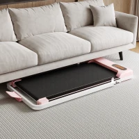 Folding Treadmill with Adjustable Incline, LED Display & Remote Control, Space-Saving Treadmill for Living Room, 121L x 54.5W x 9.5H cm, Pink(m-11)