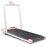 Folding Treadmill with Adjustable Incline, LED Display & Remote Control, Space-Saving Treadmill for Living Room, 121L x 54.5W x 9.5H cm, Pink(m-12)