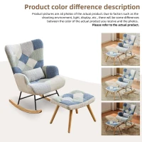 High-Back Rocking Chair with Footstool and Sturdy Design, Rocking Seat for a Soothing Rocking Motion, 68L x 84W x 91H cm, Colorful(m-5)