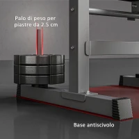 HOMCOM Panca Pesi Pieghevole con 8 Altezze Regolabili e Supporto Bilanciere in Acciaio e PU, 140x73x98-122 cm, Grigio(m-7)