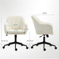 HOMCOM Sedia da ufficio con rivestimento in tessuto effetto velluto e schienale ad arco, Beige(m-3)