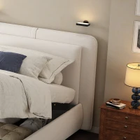 Upholstered Hydraulic Bed with Storage and Removable Headboard, Crafted Headboard with Velvet and Plywood, 210L x 110W x 90H cm, Beige(m-8)