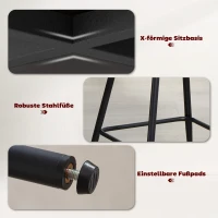 HOMCOM 2-delige set Barkruk met rugleuning en voetensteun, gestoffeerde stoelen met stalen poten voor keukeneiland, eetkamer, Beige(m-6)