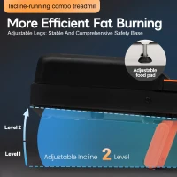 Folding Treadmill with Adjustable Incline, LED Display & Remote Control, Space-Saving Treadmill for Living Room, 121L x 54.5W x 9.5H cm, Black(m-4)