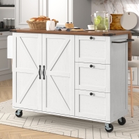 Elegant Kitchen Island with Extendable Worktop, Smooth Wheels, Ample Storage, Serving Cart for Modern Living, 140L x 45W x 92.5H cm, White