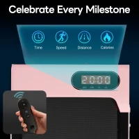 Folding Under Desk Walking Pad Treadmill with Adjustable Incline, Space-Saving Treadmill for Living Room, 111L x 47.5W x 9.5H cm, Pink(m-4)