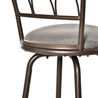 HOMCOM Set of 2 Bar Chairs Swivel Armless Upholstered Metal Frame Barstools with Backrest & Footrest, Bronze(m-11)