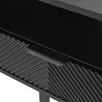 Modern Bohemian TV Cabinet with Sturdy and Durable Construction, Geometric Lines TV Stand for Living Room, 200L x 40W x 51H cm, Black(m-9)