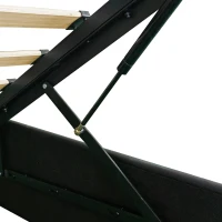 King Upholstered Bed Frame with Hydraulic Storage and LED Lighting, Bedside Equipped with Type-C and USB ports, 210L x 160W x 110H cm, Black(m-10)