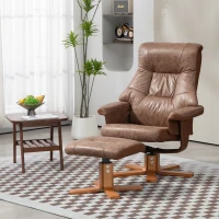 HOMCOM Fabric Recliner Armchair with footstool Faux Leather Swivel Reclining Sofa Brown(m-2)