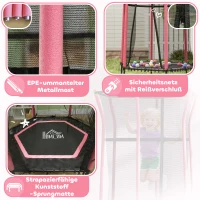 HOMCOM Kindertrampoline, Ø163,5 cm, met Veiligheidsnet, Gepolsterd, Staal, Belastbaar tot 50 kg(m-6)
