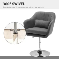 HOMCOM Poltroncina Girevole con Braccioli e Altezza Regolabile, 57x57x77.5-87cm, Grigio(m-5)