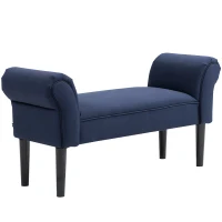 HOMCOM Gepolsterte Sitzbank für Schlafzimmer und Flur, bis 130 kg belastbar, 102 x 36 x 51 cm, Blau(m-1)