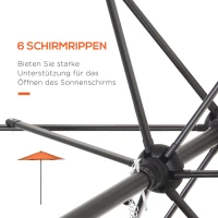 Outsunny Parasol Ø196 cm met Kantelfunctie, Zeshoekige Balkonparasol voor het Strand, Balkon en Tuin, Oranje(m-6)