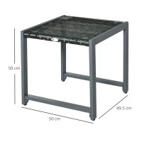 Outsunny® tuintafel tuintafel tuintafel tuinmeubelen met gehard glas polyrotan + aluminium grijs 50 x 49,5 x 50 cm | Aosom.de(m-3)