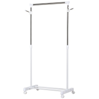 HOMCOM Appendiabiti Stender ad Altezza Regolabile con Fondo Portaoggetti e 4 Ruote, 68.5x42x87-145 cm