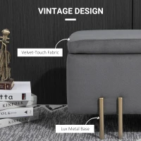 HOMCOM Storage Ottoman, Rectangle Footstool, Light Luxury Storage Bench with Cushion and Soft Surface, Dark Grey(m-6)