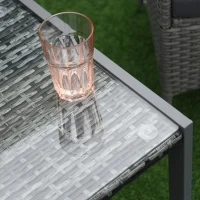 Outsunny® tuintafel tuintafel tuintafel tuinmeubelen met gehard glas polyrotan + aluminium grijs 50 x 49,5 x 50 cm | Aosom.de(m-8)
