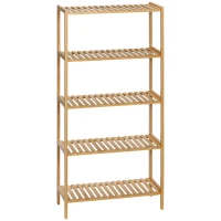 HOMCOM Estante de Bambu de 4 Níveis Estante Moderna de Armazenamento Anti-Tombo 60x26x130cm Madeira(m-10)