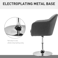 HOMCOM Poltroncina Girevole con Braccioli e Altezza Regolabile, 57x57x77.5-87cm, Grigio(m-7)