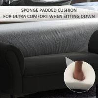 HOMCOM End of Bed Bench, Small-sized Bench Seat, Upholstered Ottoman Window Seat with Arm and Wooden Leg, Black(m-4)