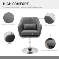 HOMCOM Poltroncina Girevole con Braccioli e Altezza Regolabile, 57x57x77.5-87cm, Grigio(m-6)