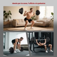 HOMCOM Set di Manubri Regolabile, Set Bilanciere e Dischi 70kg, 8 Dischi Pesi Rivestiti in Plastica e Barra in Metallo, 170x40.5x40.5cm, Nero(m-7)
