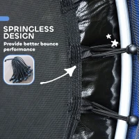 HOMCOM Kindertrampoline met Veiligheidsnet, Elastische Veren, tot 45 kg Belastbaar, Stalen Frame, Ø140x160cm, Veelkleurig(m-7)