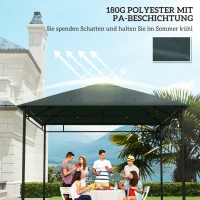 Outsunny partytentdak, vervangend dak voor partytent, partytentafdekking, polyester bescherming tegen de zon, donkergrijs 3 x 3 m(m-6)