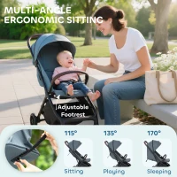 AIYAPLAY Foldable Baby Stroller with Adjustable Seat, 5-Point Harness, Canopy, Basket, 6.3kg Lightweight & Compact, Dark Grey(m-4)