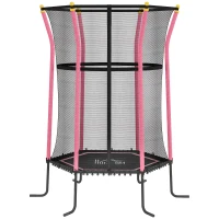 HOMCOM Kindertrampoline, Ø163,5 cm, met Veiligheidsnet, Gepolsterd, Staal, Belastbaar tot 50 kg(m-1)