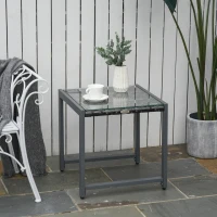 Outsunny® tuintafel tuintafel tuintafel tuinmeubelen met gehard glas polyrotan + aluminium grijs 50 x 49,5 x 50 cm | Aosom.de(m-10)