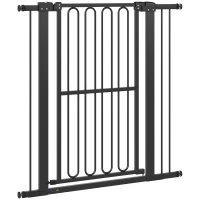 PawHut Puerta de Seguridad para Perros, 76-104 cm Barrera sin Taladrar, Barrera para Escaleras(m-7)