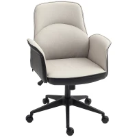 HOMCOM Cadeira de Escritório Giratória com Altura Ajustável Basculante Apoio para os Braços 66x65x93-103 cm Bege e Preto(m-10)