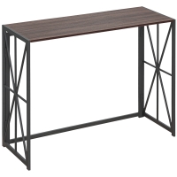 HOMCOM Tavolo Consolle da Ingresso Stile Industriale Pieghevole in Legno e Metallo, 100x38x80cm, Marrone