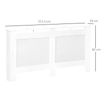 HOMCOM Cobertura para Radiador em MDF com Ripas e Prateleira Superior 151,5x19x82 cm Branco(m-3)