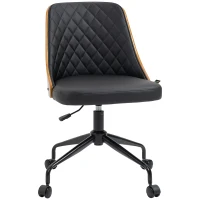 Vinsetto Bürostuhl Schreibtischstuhl Drehstuhl Home-Office-Stuhl höhenverstellbarer ergonomisch 360°-Drehräder Schaumstoff PU Schwarz 48,5 x 54,5 x 81-87 cm(m-1)