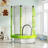 AIYAPLAY Kindertrampoline met Veiligheidsnet, Binnen- en Buitengebruik, 3-6 Jaar, Groen(m-2)