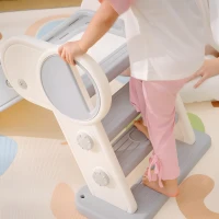 AIYAPLAY Foldable Kids Slide, Freestanding Baby Slide, for Ages 1.5-3 Years, Grey & Beige(m-9)