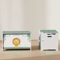 AIYAPLAY Baú Brinquedos Infantil 53 L Caixa de Arrumação Brinquedos com Tampa Rebatível e Pistão a Gás 60x37x39 cm Verde(m-3)
