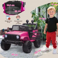 HOMCOM Buggy elettrico per bambini da 12 V, 5 Km/h Max. con radiocomando, Effetti luminosi e sonori 100x65x72 cm, Rosa(m-3)