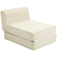 HOMCOM Bodensofa, faltbare Gästematratze, leicht, Cordbezug, 73x100x65 cm, Cremeweiß