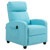 HOMCOM Poltrona Relax Massaggiante con Telecomando e 8 Programmi, Reclinazione e Poggiapiedi, Azzurro(m-1)